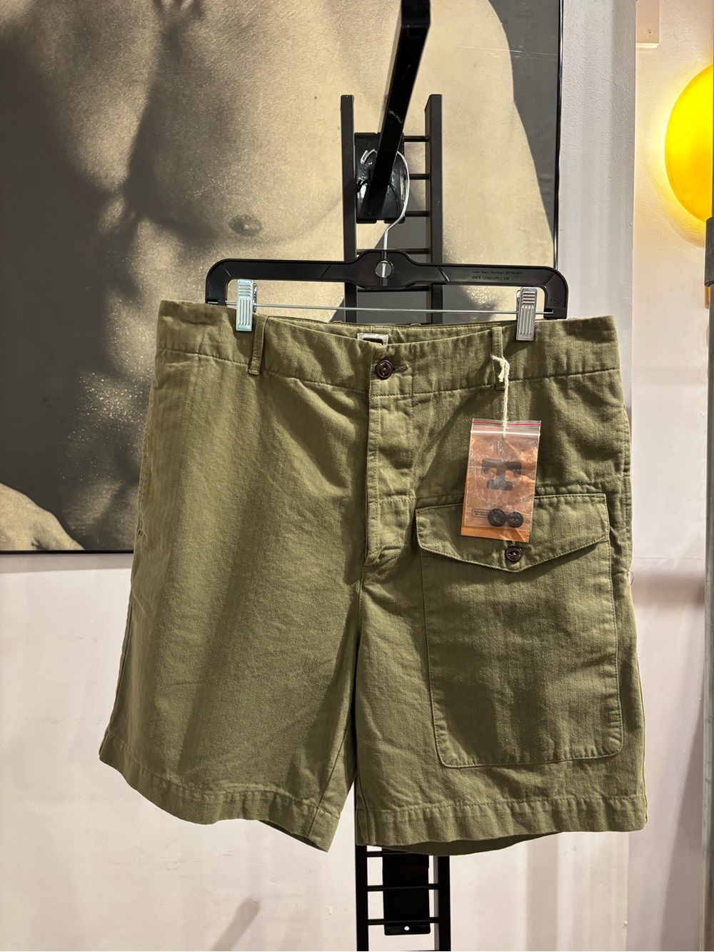 Tellason Olive Green Utility Cargo Camp Shorts 34